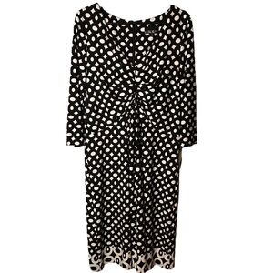Leslie Fay Black White Ruched‎ Bodice Dress NWT Size 14 1F1A2124